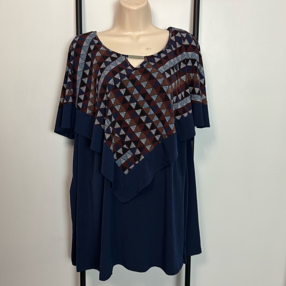 AnyWear by Cathrines Women 3X Poncho Overlay Top Navy New